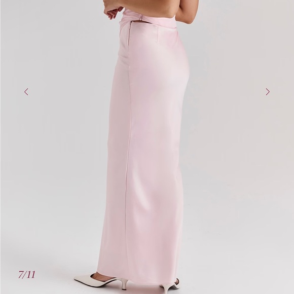 House of CB GIULIANA Ballerina Pink Corset Side Lace Up Satin Maxi Skirt Small - Picture 4 of 9